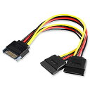 SATA電源 Y字型 スプリッタケーブル SATA 15ピン 電源 スプリッタケーブルアダプタ 15ピンオス デュアル メス 電源Y型ケーブル 20cm 送料無料
