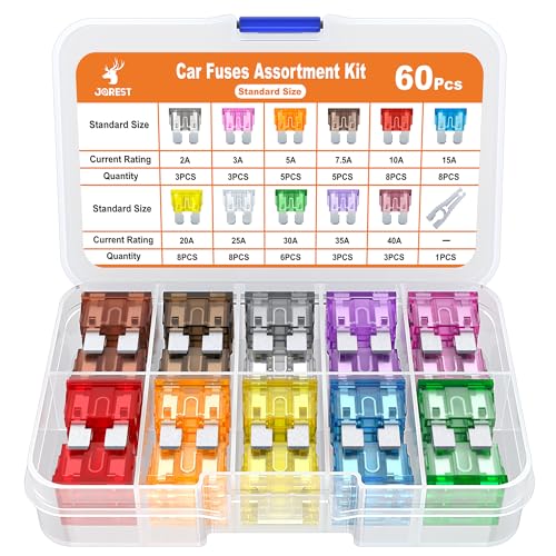 車 ヒューズ 車 トラック オートバイ用 (2A 3A 5A 7.5A 10A 15A 20A 25A 30A 35A 40A) 標準 平型ヒューズ + 1個 ヒューズクリップ 60個