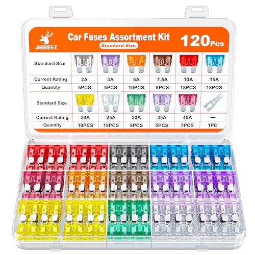 車 ヒューズ 車 トラック オートバイ用 (2A 3A 5A 7.5A 10A 15A 20A 25A 30A 35A 40A) 標準 平型ヒューズ + 1個 ヒューズクリップ 120個 送料無料