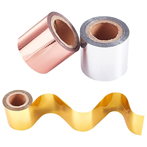 熱転写 箔紙 ホット 箔スタンピング紙 4cm幅 金属ホット箔ロール 箔羽根 / 熱箔ペン カード作る キラキラ スクラップブッキング クラフト 3色 30m / ロール 送料無料