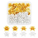 ビーズキャップ 花座 花弁キャップ 菊座 座金 花型 透かしキャップ スペーサービーズ フラワー チャーム 透かし 留め具 金具パーツ ジュエリー作り 16×6.5mm アクセサリーパーツ ハンドメイド クラフト 手芸用品 2色 48ピース 穴0.8mm 送料無料
