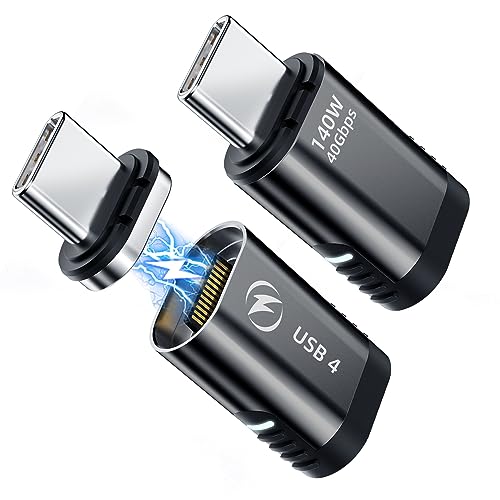 USB C 磁気アダプター 磁気 USB C アダプター 24 ピン ストレート PD 140w 充電 USB4 40Gbps データ転..