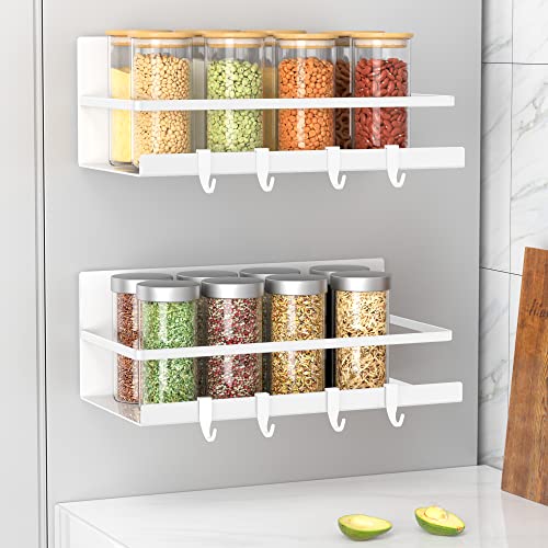 スパイスラック 2点セット マグネット 超強力 磁気 調味料ラック 冷蔵庫用 洗濯機側面収納用 耐荷重4.5KG 穴開け不要 多機能キッチンラック