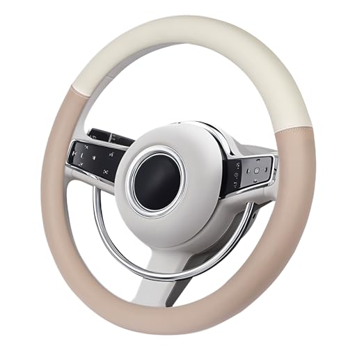 ハンドルカバー バイカラー かわいい ステアリングカバー 軽自動車 おしゃれ ツートンカラー 普通車 適合多車種 タント ハスラー キャンバス ベージュ Sサイズ