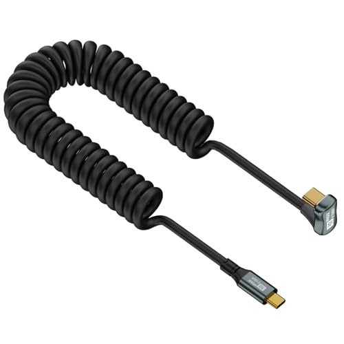 USB C 延長ケーブル U型 コイル USB C to USB C延長ケーブル100W 20Gbpsスプリングコイル状USBタイプC..