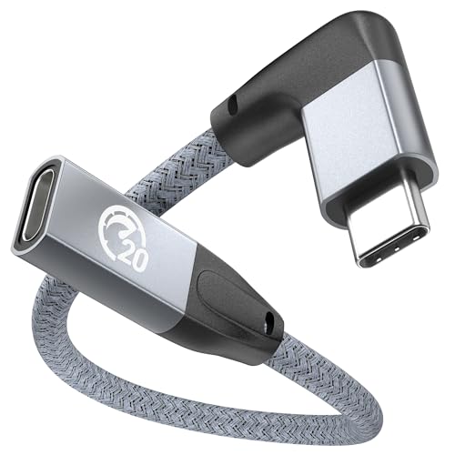 USB C ケーブル 20cm タイプc 延長ケーブル USB Type C l字 ショート USB3.2 Gen2 (20Gbps) 高速データ転送 100W / 5A PD急速充電 USBC メス USBC オス 4K / 60HZビデオ伝送 iPhone 16 15 MacBook iPad Pro Steam Deck Galaxy S25 S24 Xperia等Type C機種対応...