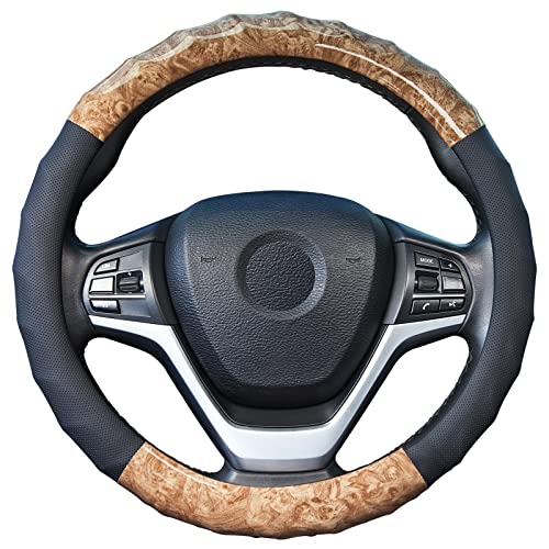 ハンドルカバー 軽自動車 Sサイズ 木目調 マッサージ機能 おしゃれ 通気性がよい ウッド ステアリングカバー 滑らない 手触りよし グリップ感よし ベージュ 社外品 代替品