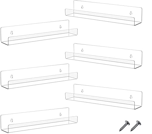 ウォールシェルフ 6個セット 飾り棚 雑貨置き スペース拡張 クリアオシャレな壁掛けラック ウォール収納ラック アクリル壁掛け棚 壁飾り棚 収納ラック 浴室ラック キッチン収納ラック (32*4.3cm)