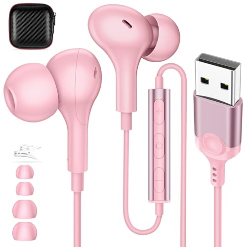 USB イヤホン マイク付き 有線 パソコン用 イヤフォン ヘッドセット カタル型 通話可能 HIFI音質 磁気..