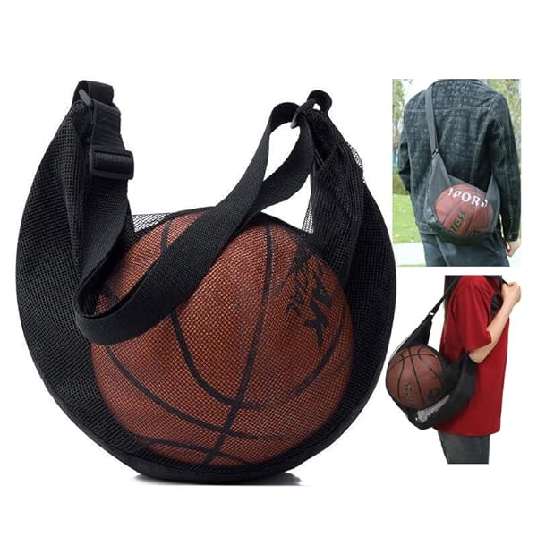 サッカーボールバッグ ネットバッグ メッシュ 肩掛け 持ち運び便利 肩掛けバスケットボールバッグ メッ..
