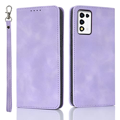 ZTE Libero 5G III ケース 手帳型 A202ZT ストラップ libero5g3 耐衝撃 リベロ5g 3世代 カバー カード収納 スタンド機能 レザー スエードの質感-パープル 送料無料
