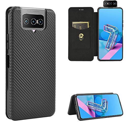 ASUS ZenFone 7 ZS670KS ケース 手帳型 ASUS ZenFone 7 Pro ZS671KS カバー 背面ケース 軽量 薄型 財布型 カード収納 アスース ゼンフォン7 ZS670KS / 7pro ZS671KS スマホケース マグネット ストラップ付き 耐衝撃 全面保護-ブラック 送料無料