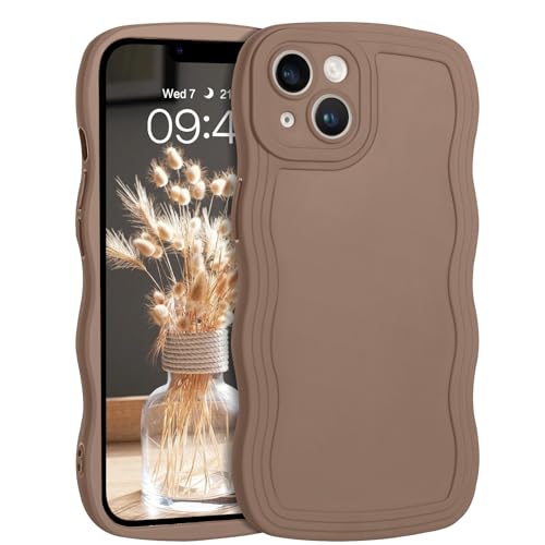 iPhone 13 ケース iPhone13 保護カバー TPU ウェーブ デザイン 可愛い おしゃれ 人気 ソフト バンパー 耐衝撃 超軽量 薄型 滑り止め ワイヤレス充電 ストラップホール付き アイフォン 13 6.1インチ用 (カーキ) 送料無料