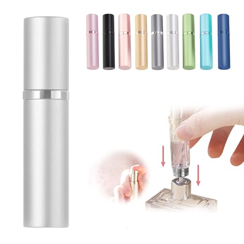 アトマイザー 香水 スプレー ワンタッチ補充 小分け 携帯 噴霧器 持ち運び便利 詰め替え 香水 ボトル アトマイザー 5ml 香水 アトマイザー 底部充填 香水用 容器 男女兼用 (シルバー) 送料無料