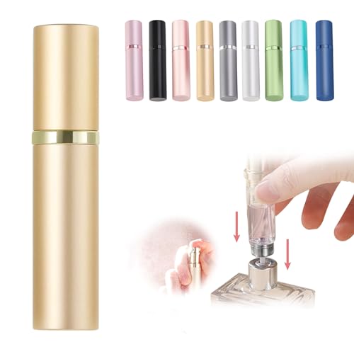アトマイザー 香水 スプレー ワンタッチ補充 小分け 携帯 噴霧器 持ち運び便利 詰め替え 香水 ボトル アトマイザー 5ml 香水 アトマイザー 底部充填 香水用 容器 男女兼用 (ゴールド) 送料無料