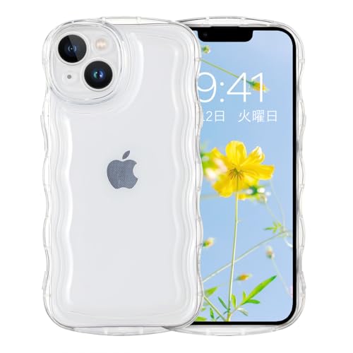 iPhone 13 Mini ケース クリア ウェーブ ソフト TPU 透明 ケース うねうね 人気 バンパー 耐衝撃 超軽量 薄型 ワイヤレス充電 ストラップホール付き アクスタが入る スマホケース クリア 送料無料