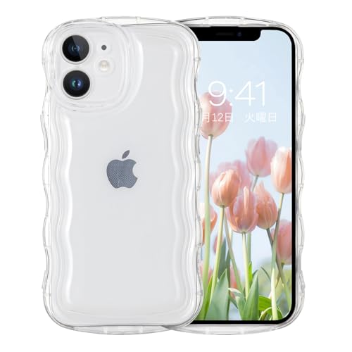 iPhone 12 mini ケース ウェーブ iPhone 12mini 透明 うねうね クリア TPU 人気 バンパー 耐衝撃 超軽量 薄型 ワイヤレス充電 ストラップホール付き アイフォン12mini スマホ ケース 5.4インチ用 カバー (クリア 純透明 ) 送料無料