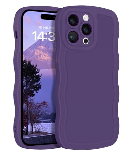 iPhone 14 Pro Max ケース ウェーブ カバー うねうね TPU 可愛い おしゃれ 人気 ソフト スマホケース バンパー 耐衝撃 超軽量 薄型 滑り止め ワイヤレス充電 ストラップホール付き 深紫色 送料無料