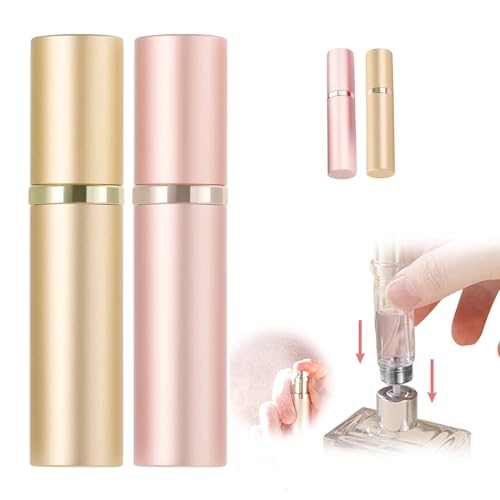 アトマイザー 香水 スプレー ワンタッチ補充 小分け 携帯 噴霧器 持ち運び便利 詰め替え 香水 ボトル アトマイザー 5ml 香水 アトマイザー 底部充填 香水用 容器 男女兼用 (ゴールド+ローズゴールド) 送料無料
