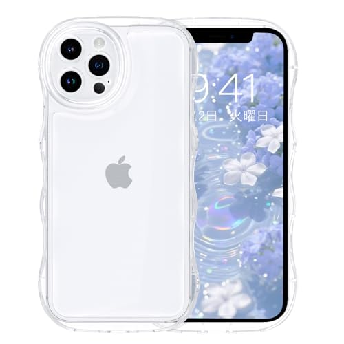 送料無料 iPhone 12 Promax ケース クリア ウェーブ iPhone12Promax ソフト TPU 透明 ケース うねうね 人気 バンパー 耐衝撃 超軽量 薄型 ストラップホール付き アクスタが入る スマホケース iPhone アイフォン 12プロマックス なみなみ カバ