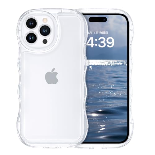 iPhone 14 Pro Max ケース クリア ウェーブ ソフト TPU 透明 ケース うねうね 人気 バンパー 耐衝撃 超軽量 薄型 ワイヤレス充電 ストラップホール付き アクスタが入る スマホケース クリア 送料無料