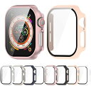 Apple Watch Series 10 42mm ケース 一体型保護カバー PC材質バンパー 衝撃吸収 男女兼用 装着簡単 アップルウォッチシリーズ10カバー 強化ガラスフィルム付き (ピンク+ローズゴールド 42mm) 送料無料