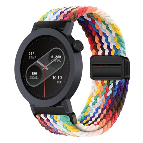 22mm バンド CMF by Nothing Watch 3 Pro/CMF by Nothing Watch Pro 2 交換バンド ナイロン素材 磁気バックル マグネット式バックル 替えベルト 互換性 伸縮性 サイズ調節 編みブレスレット 通気性 柔らしい スポーツ 編組リスト 交換用 ベルト (レインボー) ...(2.0)