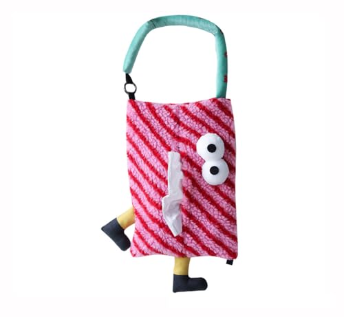 ティッシュケース 吊り下げ てぃっしゆケース 可愛い 車 ティッシュカバー 布 (赤)