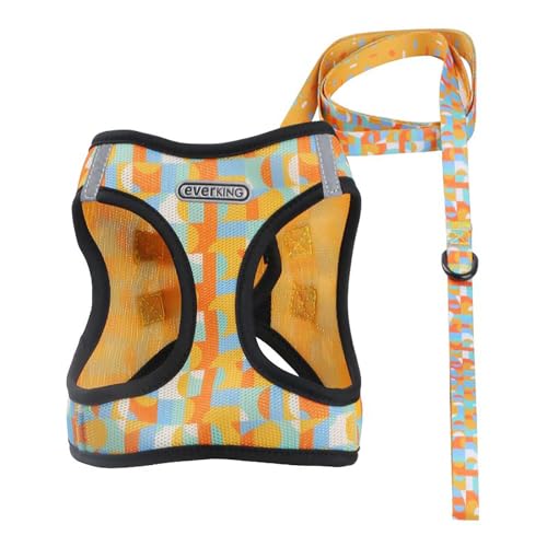 犬用 ハーネス 小型犬 通気網布 胴輪 抜け出し防止 首を絞らない 散歩 外出 旅行 キャンプなどに適しています (オレンジ L) 送料無料