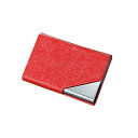 名刺入れ 合皮レザー × ステンレス マグネット開閉 薄型 無地 ビジネス メンズ レディース (レッド) 送料無料