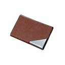 名刺入れ 合皮レザー × ステンレス マグネット開閉 薄型 無地 ビジネス メンズ レディース (ブラウン) 送料無料