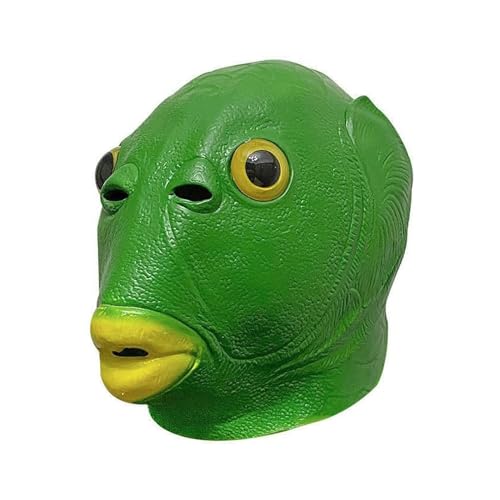半魚人 マスク 魚の頭 ハロウィーン 面白い コスプレ 面白いマスク アニマルマスク かぶりもの 被り物 仮面 お面 変装 怪人 マスク コスプレ リアル ゴム製 ハロウィン 緑頭怪 小道具 (緑の魚の頭) 送料無料