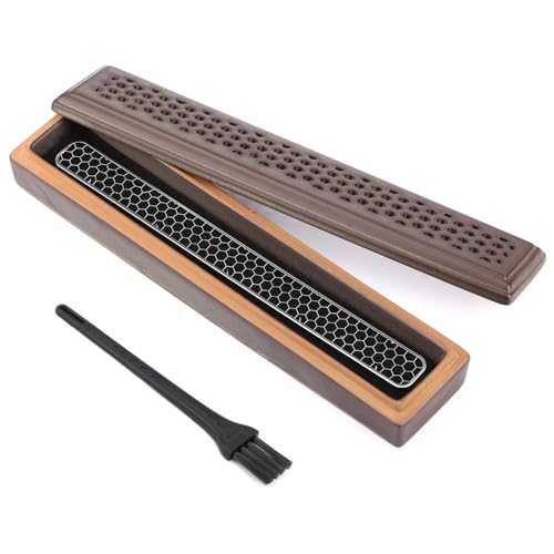 お香たて 横置きタイプ カフェ色 陶器製 香炉 掃除用箒付きセット ステンレスネット付き 灰がこぼれない 仏具 和モダン香皿 水洗い おしゃれ 線香たて ヨガ ...