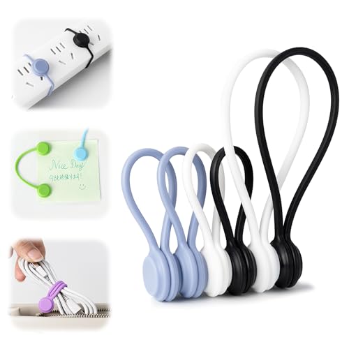 ケーブルクリップ コードクリップ マグネット ケーブル クリップ コード ケーブルホルダー マグネット 磁石 強力 収納 固定 まとめる 束ねる 巻き取り USB type-c きつく締める 紛失防止 配線まとめ 車 机 卓上 強力マグネット 繰り返し使用可能 (黒+白+灰青(...