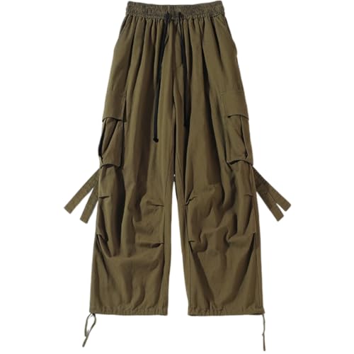 カーゴパンツ メンズ 作業ズボン ゆったり 大きいサイズ ワークパンツ ロング 無地 ハイキングスポーン カジュアル 大きいサイズ ワイドパンツ アーミーグリーン 2XL