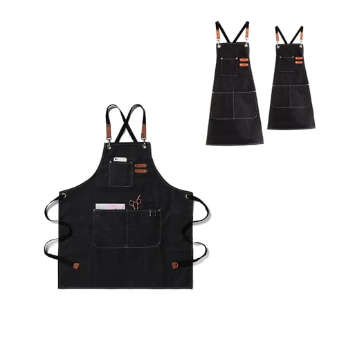 エプロン カッコイイ 前掛けエプロン メンズ 料理 大きいサイズ ポケット多い 子供用エプロン エプロン アウトドア 園芸用エプロン 男性 溶接 シェフ エプロン 作業用 (ブラック S：60*51cm)