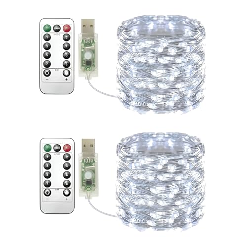 USB LEDテープライト 20m フェアリーライト 100LED USB銅線ストリングライト リモコン付き 8種類のモー..