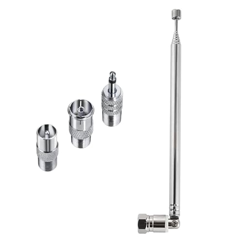 FMアンテナ ラジオ伸縮アンテナ 7節 75CM F型 ネジ式端子 ポータブルラジオアンテナ交換用 7MM 3種変換コネクタ付き 携帯型 ホームステレオレシーバー Vedio ホームシアターレシーバー 送料無料