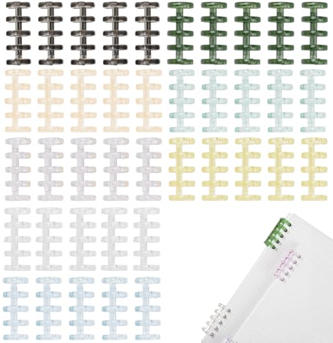 ルーズリーフ リング ルーズリング バインダーリング 40個セット 8色 収納ケース付き 5穴 穴径15mm 製..