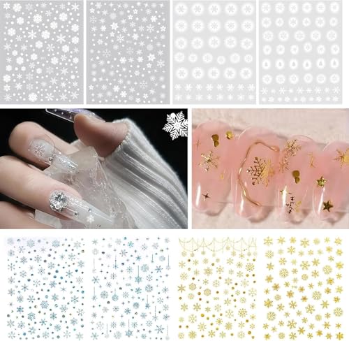 ネイルシール 雪の結晶 シルバー ネイルシール 冬 雪 雪の結晶 ゴールド 白 ネイルシールステッカー ネイル用シール 8枚セット 送料無料