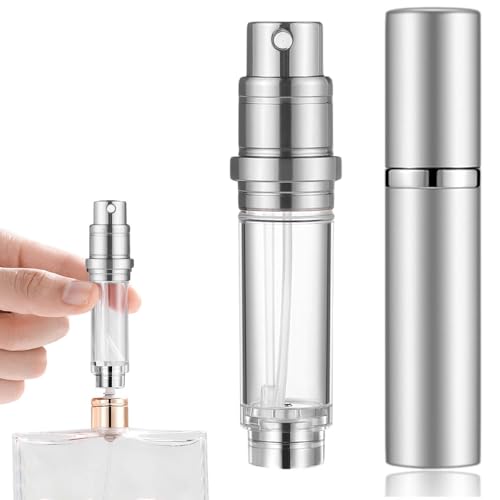 アトマイザー 香水 アトマイザ－ 詰め替え 底部充填 5ml 携帯用アトマイザー 詰め替え簡単 漏れない 持ち運び便利 コンパクトデザイン 香水の容器 アルミ製 小分けボトル 持ち歩きボトル 旅行 デート 仕事 男女兼用 (シルバー) 送料無料