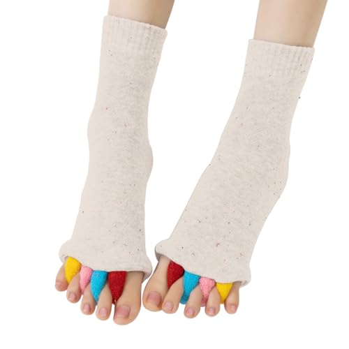 ヨガソックス 足指 広げる ソックス 足指ストレッチ 指開く ソックス 寝る時に履く靴下 (JP アルファベ..