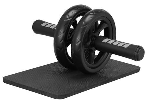 腹筋ローラー 腹部 エクササイザー EVA製 腹部コア 運動 静音 アブローラー スリムトレーナー アブホイール 上半身筋トレ 膝保護マット付き 耐荷重200kg (ブラック)