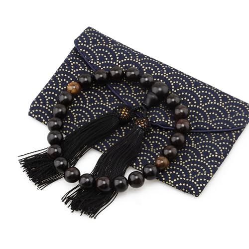 数珠 男性用 葬儀 黒檀(艶消) 念珠 じゅず 葬儀 墓参り 通夜 告別式 お葬式 お数珠入れ付き 女性用お数..