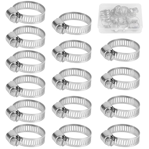 ホースバンド 16-25mm 15個 304ステンレス ホースクランプ バイクパーツ マフラーバンド 調整可能 強力..