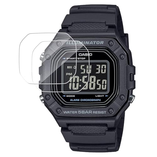CASIO 腕時計 W-218H フィルム 衝撃吸収 防爆保護フィルムTPU製 縁を浮かない 高透過率 超薄型 指紋防止 画面鮮やか高精細 貼り付け簡単 W-218H 対応=- [2枚セット] 送料無料