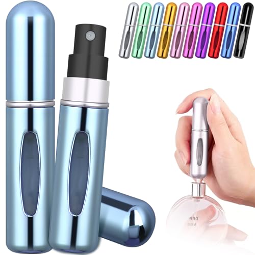 アトマイザー 香水 ボトル 底部充填 ワンタッチ補充 持ち運びに便利 漏れない 詰め替え 小分け ミニ 持ち歩きボトル 入れ替え 容器 スプレー 液体が見える 携帯用アトマイザー 詰め替え簡単 漏れない 旅行 デート 仕事 男女兼用 [5ml*1個] (ライトブルー) ...