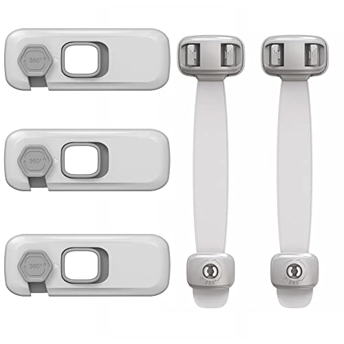 ベビーガード 2種類 5本セット グレー 引き出しストッパー ドア チャイル 送料無料