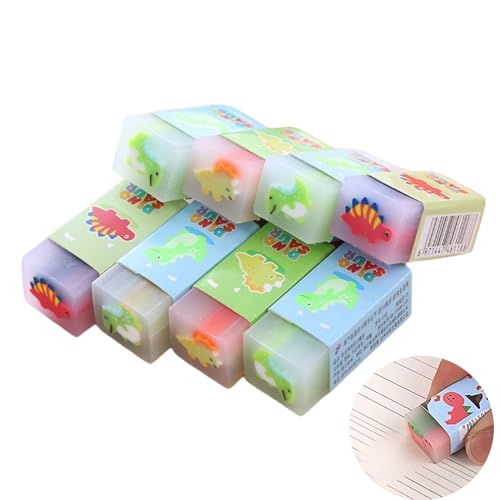 消しゴム かわいい 恐竜 文房具 ノベルティ スクール オフィス 子供 学生 DIY 描画使いやすい 景品 粗品 カラー ランダム出荷 8個セット 送料無料