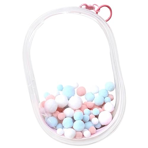 ケース 痛バック 楕円形 防塵 ぬいポーチ 外出 見せバッグ 人形入れ ぬいぐるみ用 両面透明 クリア 厚..